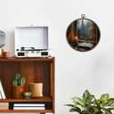 Giosve Vintage Moody Fall Rainy Round Wall Art Canvas Framed Poster, Dark Academia Moody Autumn Bookish Hanging Wall Sculptures for Home Bedroom Reading Room Library Decor, 10x10 Inch