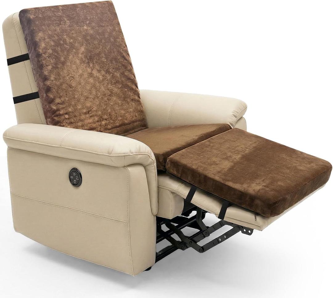 3-fold Recliner Cushions Foam Seat Chair Cushions Backrest Leg Pillow for Elderly with Adjustable Straps Removable Cover Non-Slip 3 Parts Foldable Cushions