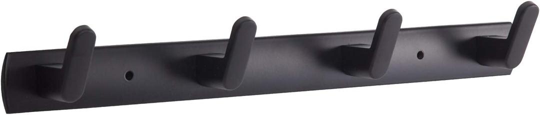 4 Hooks Matte Black Wall Bathroom Towel Hooks Mount Stainless Steel Heavy Duty Shower Wall Coat Rack Hooks Rail Decorative Bath Hooks for Hangin,Hats Hook kitchen Towel Wall Hook Rack for Hanging (13.4*1.2inch (34*3cm))