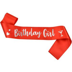 Birthday Girl Sash for Women Foil Letter for Women 21st 30th 40th 50th 60th Gifts Red and Silver Birthday Party Decorations and Supplies