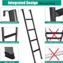 Anti-Slip RV Bunk Ladder, 57in Integrated Heavy Duty Steel Camper Bunk Bed Ladder with Rubber Foot Pads and Hooks - Black