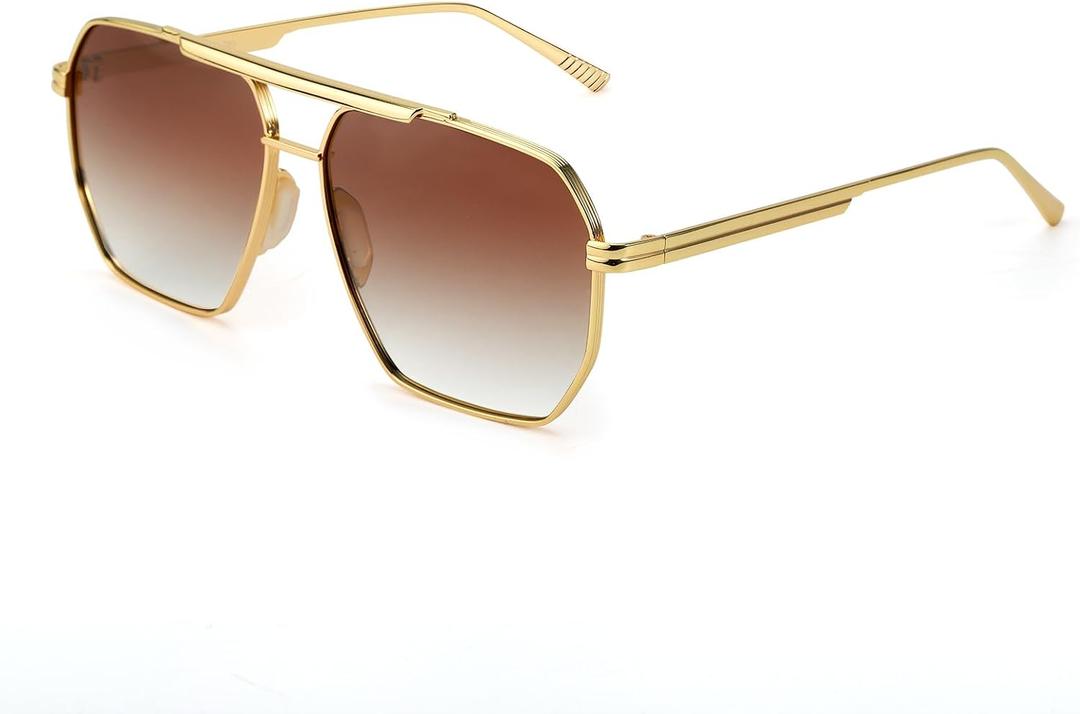 SODQW Oversized Tangle Free Aviator Sunglasses for Women Men Square Polarized UV400 Fashion Trendy Sun Glasses