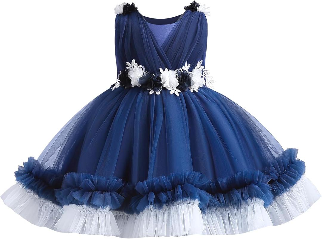 Flower Girl Dress for Toddler Baby Girls Flower Tulle Tutu Dress Infant Formal Pageant Princess Party Birthday Dresses (9-12 Months, Royal Blue) Flower Girl Dress for Toddler Baby Girls Flower Tulle Tutu Dress Infant Formal Pageant Princess Party Birthday Dresses (9-12 Months, Royal Blue)