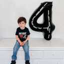 3 x Race Car 4 Balloon, Number Balloons 40 Inch, 4th Black Party Decorations, Racecar Birthday Decorations Four Large Numbers for Party Decor, Number 4 Balloon