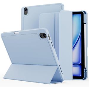 VAKS for iPad Air 6th Generation Case 11 inch M2 2024, iPad Air 5th / iPad Air 4th Generation case 10.9 inch, Trifold Stand Smart Cover Auto Wake with Pencil Holder Soft TPU Back, Sky Blue