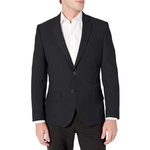 Amazon Essentials Men's Long-Sleeve Button-Front Slim-Fit Stretch Blazer (50, Black)