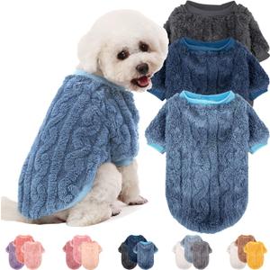 Dog Sweater, 3 Pack Dog Sweaters for Small Dogs or Cats, Girl or Boy, Warm Dog Clothes Shirt Coat for Winter Christmas (Blue, Dark Blue, Grey, Medium)