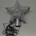 Brightown Christmas Star Tree Topper with Built-in 3D Glitter Led Snowflake Projector Lights, Silver Hollowed Pentagram Tree Toppers Christmas Decorations Indoor for Xmas New Year Party Holiday