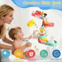 72 PCs Dinosaur Bath Toys for Kids Ages 4-8, Bathtub Water Slide Toys for Toddlers, DIY Building Set with Rubber Dino Bath Toys for Birthday Gifts