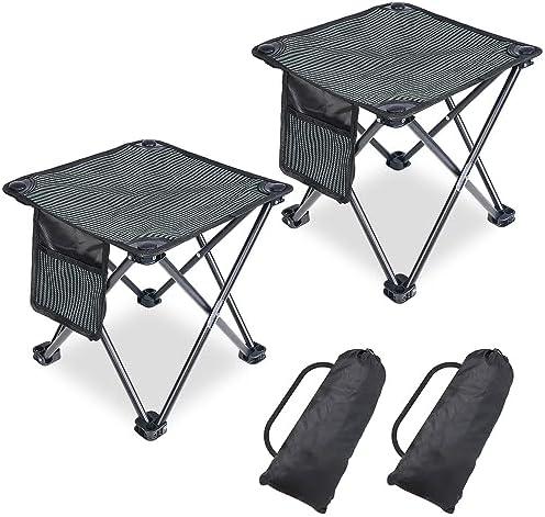 Tevaibo 2 Pack Camping Stool Portable, 13.7 Inch Folding Stool for Outdoor Gardening, Fishing, BBQ, Hiking with Carry Bag(400 LBS Capacity)
