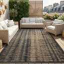 MontVoo Outdoor Rug Waterproof 6x9 ft Outdoor Carpet Patio Rug Mat Reversible RV Camping Rug Plastic Straw Outside Rug for Balcony Porch Deck Picnic Beach Modern Black Brown