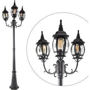 LUTEC LED Outdoor Post Light with Triple-Head, Hardwired Vintage Street Lights for Lawn Patio Yard Pathway Garden Black Light Pole with Clear Glass Panels - Black