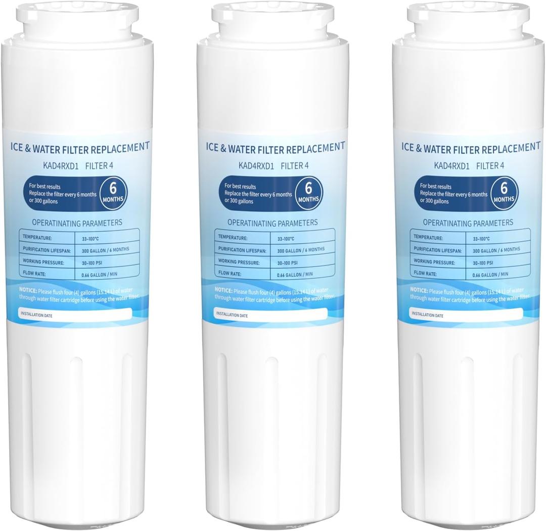 KAD4RXD1 Water Filter 4 Replacement Compatible With KitchenAid Filter 4 - KAD4RXD1 Models 3 Pack