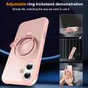 Magnetic Compatible with iPhone 16 Case with Stand [Military Grade Drop Tested][Compatible with Magnet] Ring Translucent Slim Hard Back Soft Edge, Pink