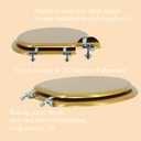 Elongated Toilet Seat Wood Toilet Seat Prevent Shifting with Zinc Alloy Hinges American Standard Size Toilet Seat Easy to Install also Easy to Clean(Elongated,Sparkling Classical Gold)