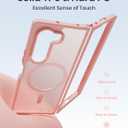 Magnetic Case for Samsung Galaxy Z fold 6 Case, Slim Translucent Matte Phone Cover with Shockproof TPU Frame & Scratch-Resistant PC Back, Strong Magnetic Ring, Chalk Pink