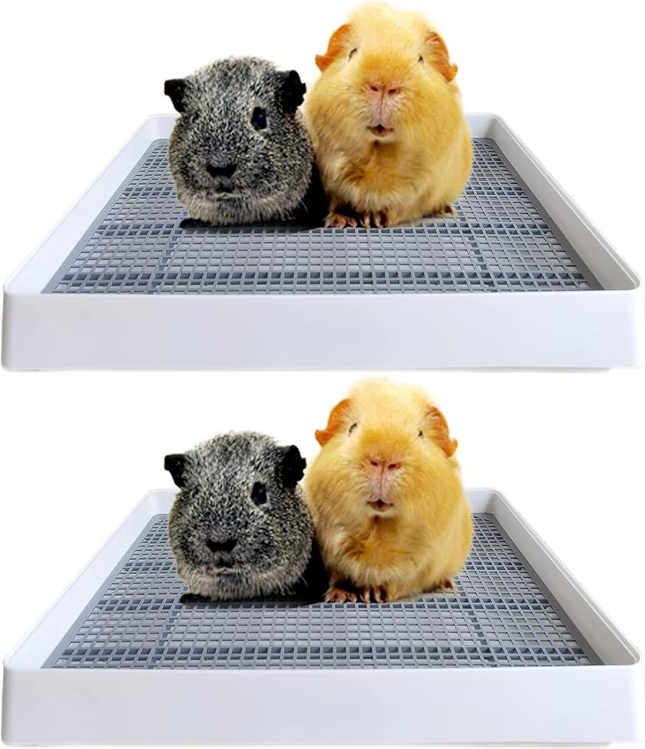PODOO Rabbit Large Litter Box, Guinea Pig Training Pan Cage with Toilet Tray, Ideal for Rats, Ferret, Bunny Small and Medium Animals (2Pcs x Medium) (2Pcs x Medium)