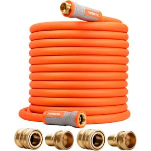 YAMATIC Garden Hose 5/8 in x 100 ft, Ergonomic Swivel Fittings, Burst 600 PSI, Heavy Duty, Flexible and Lightweight Water Hose with 2 Set Quick Connect