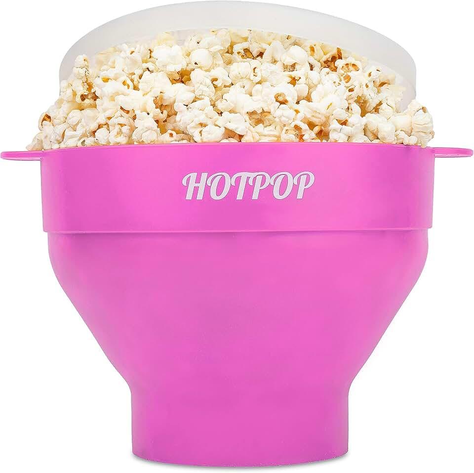 The Original Hotpop Microwave Popcorn Popper, Silicone Popcorn Maker, Collapsible Bowl BPA-Free and Dishwasher Safe- 20 Colors (Pink)