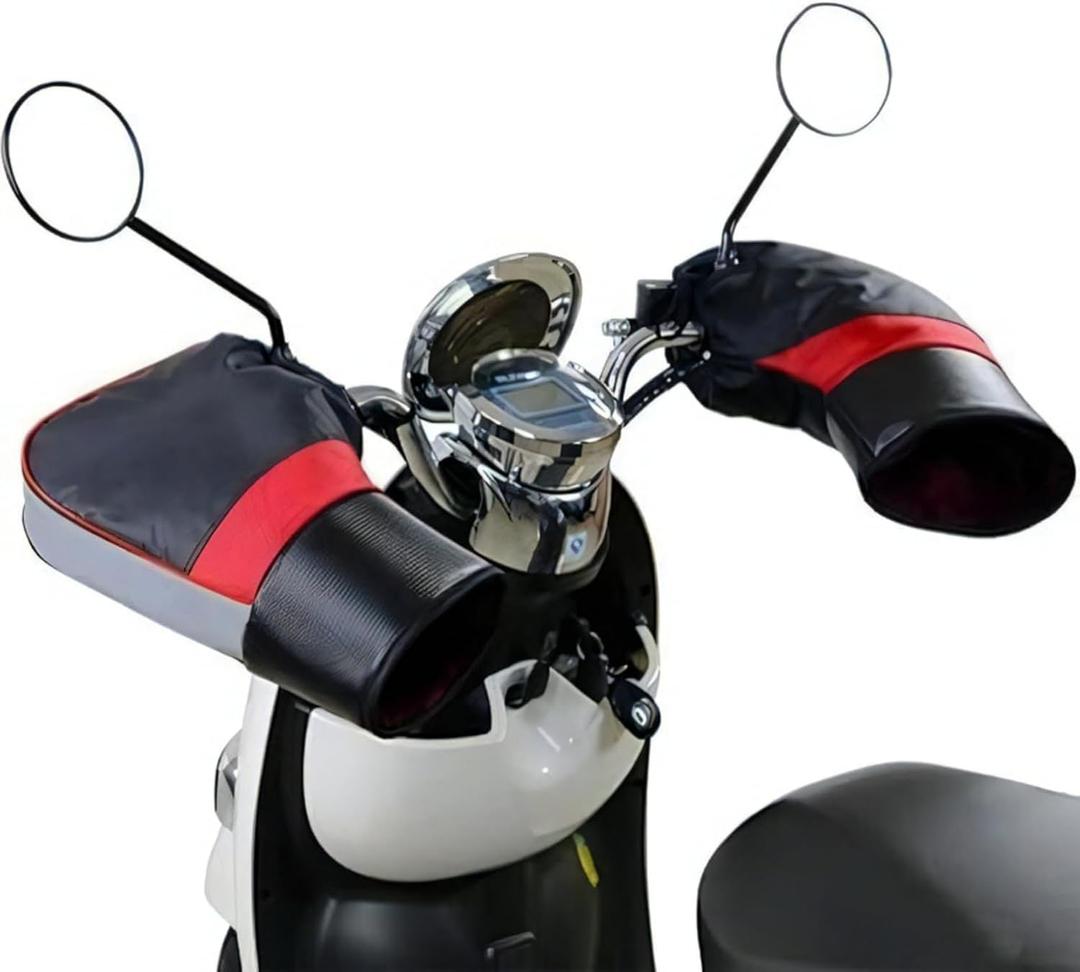 ITODA Motorcycle Cycling Handlebar Muffs Gloves Waterproof Snowmobile Cold Weather Bike Motorbike Winter Windproof Bicycle Hands Warmer Cover with Reflective Stripes