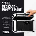 Vaultz Secure Security Lock Boxes - Safe Combination Lock Box, Storage for Documents, Valuables, Medicine & Money - 9.88 x 7.75 x 7 Inch - Black/Chrome