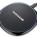 Fast Wireless Charger, NANAMI 7.5W Charging Pad Compatible iPhone 17/17 Air/17 Pro/17 Pro Max/16/15/14/13/12, 10W Qi Charger for Samsung Galaxy S25/S25 Ultra/S24/S24 Ultra//S23/S22/S21 & 5W AirPods 2 (Black)
