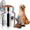 Metal Dog Food Storage Container 18Lbs, Stainless Steel Dog Food Storage Container with Lids Airtight, Pet Food Storage Container for Dogs, Cat Food Bin with Spoon, Keep Food Fresh, Easy to Clean