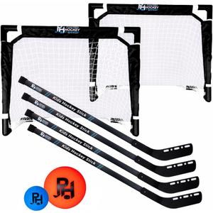 Premier Sports - Kids Hockey Set  (4) Sticks, (2) Mini Goals, (1) Foam & (1) Standard Balls  Complete Beginner Set for Ages 3-9