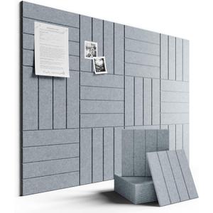 Large Felt Bulletin Board 48" x 36" Cork Board Alternative-12 Pack with 70 Safe Removable Adhesive Tabs, Cork Boards for Walls Cork Board for Home Office Classroom Pin Board-Blue Gray