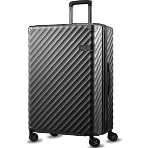 LUGGEX Luggage with Spinner Wheels, Polycarbonate Expandable Hard Shell Suitcase, Checked Large 27 Inch, Charcoal Metallic