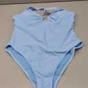 fatty tiger Women's Sexy One Piece Bathing Suits One Shoulder Swimsuits Slimming Mesh Swimwear Light Blue M