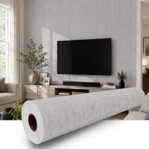 White Gray Travertine Peel and Stick Wallpaper, 23.6 x 118 in