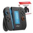 Switch 2 Joycon Charging Grip with Built-in 2000 mAH Battery, Super Magnetic Charger Handle for Nintendo Switch 2 Joycons, Ergonomic Controller Grips for Playing While Charging, Switch 2 Accessories Black (Built-in Battery Black)