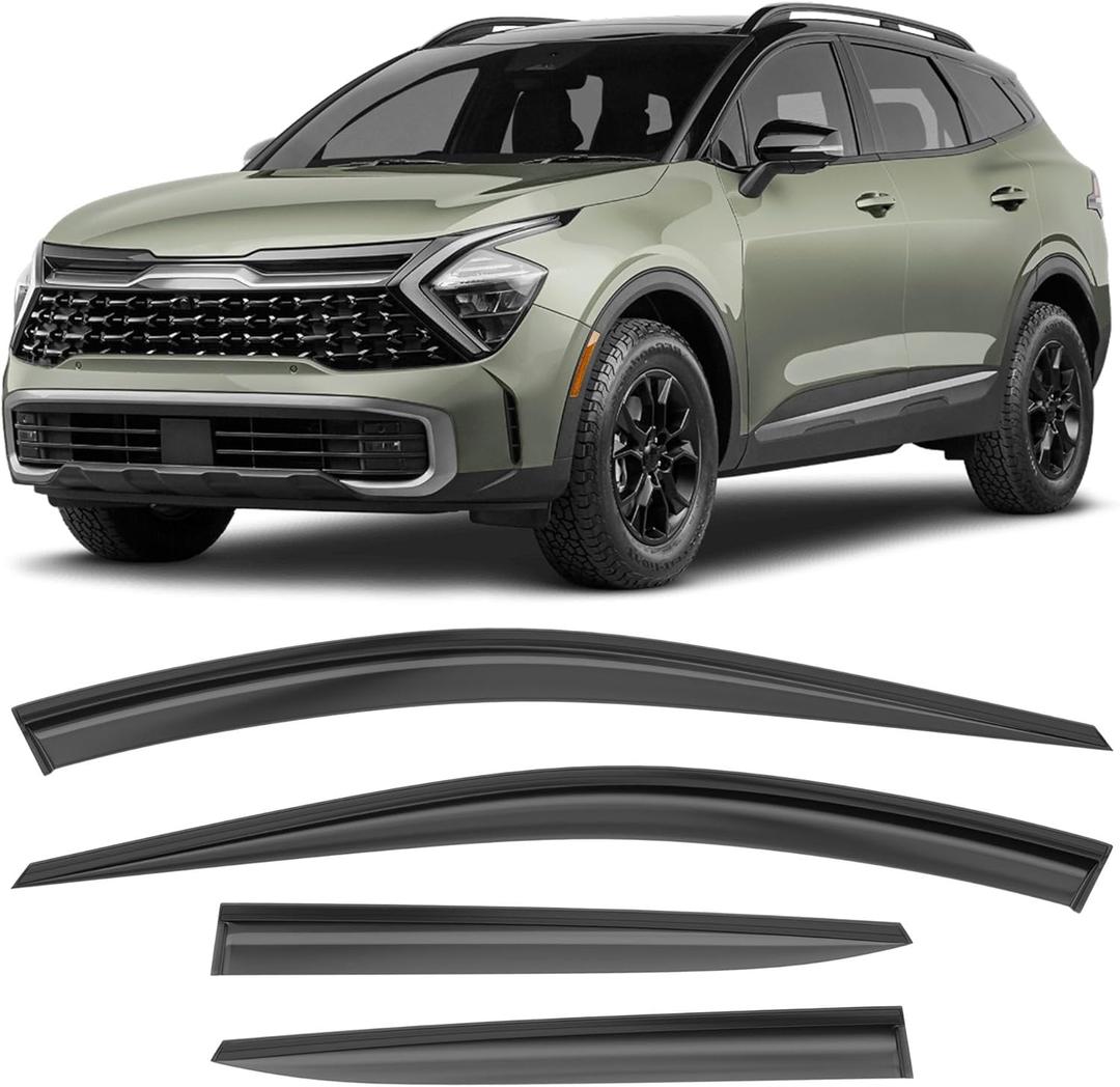 Shatterproof Taped-On Window Deflectors for Kia Sportage 2023-2025, Rain Guards, Window Visors for Car, Vent Deflector, 4pcs
