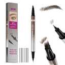 Eyebrow Pencils for Women, W3W 4D Dual-Ended Brow Pen, Angled Square Tip + Ultra-Fine Brush Tip, Waterproof Smudge-Proof, Natural Hair-Like Strokes, Brown (Medium Brown) (0.06 Fl Oz (Pack of 1))