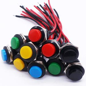 Twidec/10Pcs Momentary Push Button Switch SPST AC250V/3A AC125V/6A Mini Off(ON) ON 5 Colour with Pre-soldered Wires R13-507-5C-X (Multicolor)
