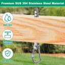 SELEWARE 6Pcs Heavy Duty Swing Hangers, 1500LB Capacity Stainless Steel Swing Set Hooks for Wood/Steel Beam, 7" x M2/5" Porch Swing Hardware for Playground Swing Hammock Chair Yoga Swing Punching Bag