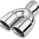Vurkcy 3 inch Exhaust Y Pipe, 3" Single to 3" Dual Exhaust Adapter Connector, 9.5" Overall Length, Universal 3 Inch Y Tail Pipe, Weld-on, Silvery