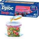 Ziploc Gallon Food Storage Bags, Stay Open Design with Stand-Up Bottom, Easy to Fill, 42 Count 