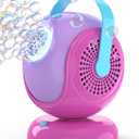 Bubble Machine, Automatic 360 Rotation & 75 Adjustment Bubbles Blower for Kids, Toddlers, Bubble Toys with LED Light - Gifts for Girls 1+ Year Old, Halloween, Outdoor, Birthday, Party (Pink+purple)