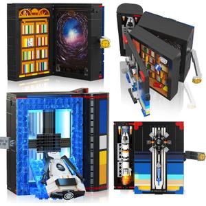 HOGOKIDS Magic Space Book Nook Building Set with LED Light, 945PCS Book Nook Building Block Sets for Bookshelf Home Decor, DIY Miniature Book Model Kit, Christmas Birthday Gifts for Adults Boys Girls