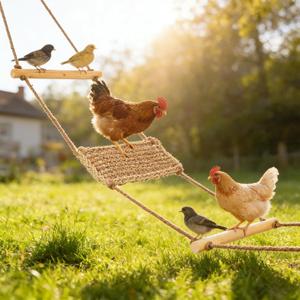 Chicken Swing,Long Large Chicken Coop Accessories,Natural Wood & Hemp Chickens Toys,Chickens Enrichment Toys for Real Rooster Hens Parrots Birds(91x17in)