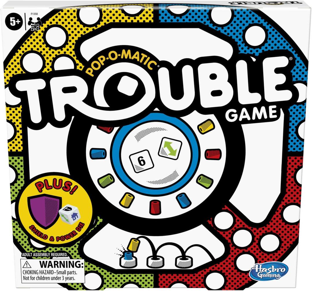 Hasbro Gaming Trouble Board Game, Includes Bonus Power Die and Shield, Family Game for 2-4 Players, Ages 5 and Up