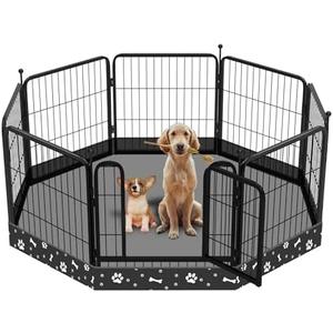 Dog Playpen Bottom Pad Fits for 24 Inch 8 Panels Metal Exercise Pet Playpen, Dog Crate Pad Puppy Playpen Pad, Elastic Band Connections.(Note: Playpen Not Included) -Black