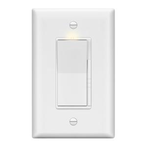 LIDER Dimmer Paddle Switch for Dimmable 300W LED/CFL Lights, 1-Pole or 3-Way, 120 V, Modern Upgrade, UL Listed, Wall Plate Included, White