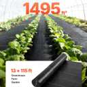 VEVOR Weed Barrier Fabric Heavy Duty, 13x115FT 3.5oz Landscape Fabric, Woven Weed Blocker Fabrics, Garden Fabrics Weeds Barrier, Weeds Control Ground Cover, Geotextile Webbing, Gardening Mat, Black