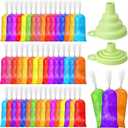 Hoolerry 600 Pcs Disposable Ice Lolly Bags Plastic Mold Ice Cream Bags with Silicone Foldable Funnel for Making Candy Yogurt Freeze Lolly (2 x 7.9 Inch)