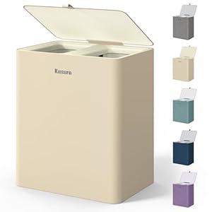Kitsure Laundry Basket 95L – Large Laundry Hamper with Lid, 2-Compartment Divided Clothes Sorter with Removable Hamper Bags, Beige Organizer for Laundry Room, Bathroom & Bedroom, 22.2" x 16" x 27.4"