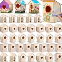DoubleFill 12 Pcs Bulk Wooden Bird Houses Kits for Kids DIY Crafts and Arts Unfinished Wood Birdhouse to Paint Birthday Gifts for Easter Crafts Class Parties, 4 Styles