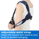 Velpeau Arm Sling Shoulder Immobilizer with Waist Strap, Ventilated & Breathable Design, Arm Support Brace for Shoulder, Rotator Cuff, Elbow, Hand injury (Mesh Version, Blue, Left, L: Bust 40-51)